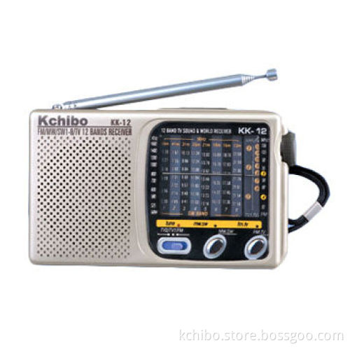 12-Band FM/TV1/TV2/MW/SW1-8 Radio, Powered by AA 1.5 x 2 Batteries